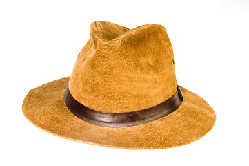 Image showing fedora style hat suede