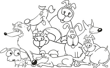 Image showing cartoon dogs group for coloring book