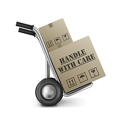 Image showing handle with care cardboard box