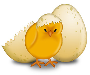 Image showing Easter Chick Hatching with Eggs