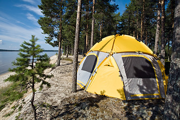 Image showing scenic view with tourist tent