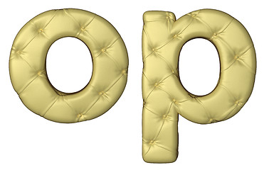 Image showing Luxury beige leather font O P letters