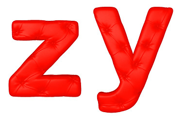 Image showing Luxury red leather font Y Z letters