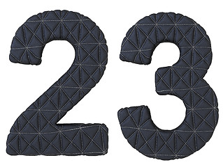 Image showing Stitched leather font 2 3 numerals isolated