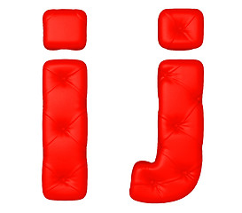 Image showing Luxury red leather font J I letters 