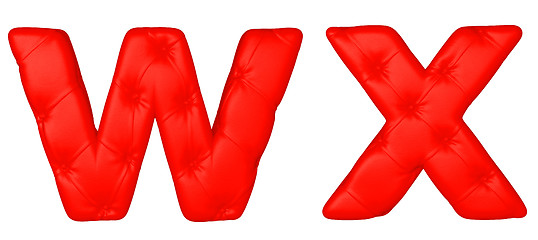 Image showing Luxury red leather font W X letters