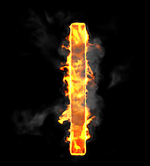 Image showing Burning and flame font I letter 