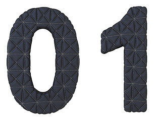 Image showing Stitched leather font 0 1 numerals