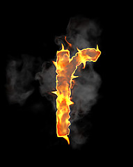 Image showing Burning and flame font R letter