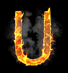 Image showing Burning and flame font U letter 