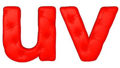 Image showing Luxury red leather font U V letters 