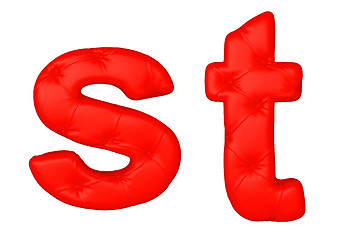 Image showing Luxury red leather font S T letters