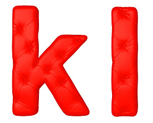 Image showing Luxury red leather font K L letters 