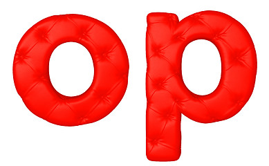 Image showing Luxury red leather font O P letters