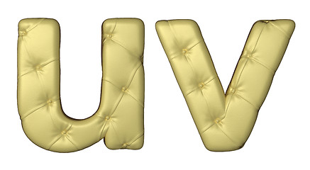 Image showing Luxury beige leather font U V letters