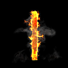 Image showing Burning and flame font L letter