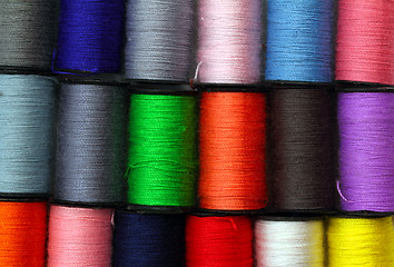 Image showing lot of colored thread spools