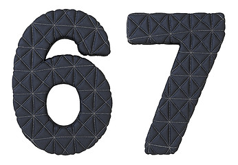 Image showing Stitched leather font 6 7 numerals