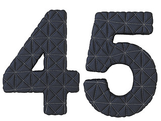 Image showing Stitched leather font 4 5 numerals