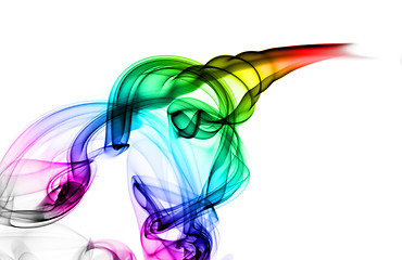 Image showing Abstract colorful smoke swirls on white