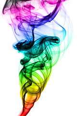 Image showing Abstract colorful smoke patterns on white