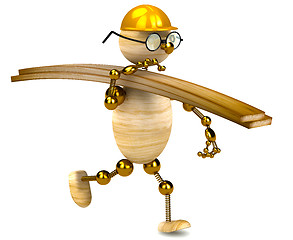 Image showing 3d wood man carrying lumber