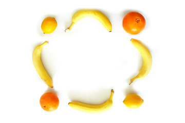 Image showing Lemon, bananas, orange photo frame