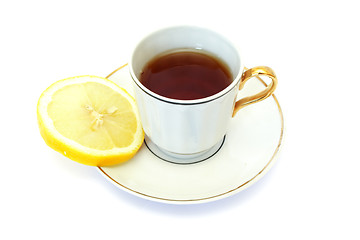 Image showing cup of tea with lemon slice