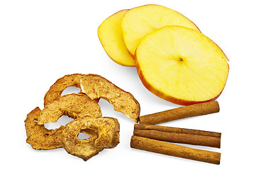 Image showing Apple with chips and cinnamon
