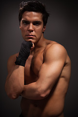 Image showing Handsome muscular man thinking