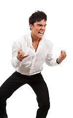 Image showing Angry man gesticulating with hands