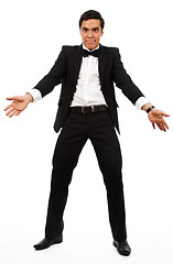 Image showing surprised business man part his hands