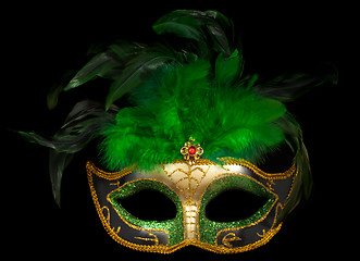 Image showing Green Venetian mask on black