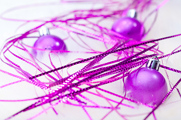 Image showing Purple new year balls