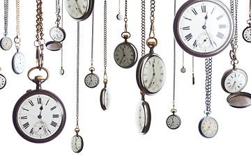 Image showing Pocket watches on chain isolated