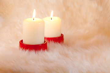 Image showing candles on home like fur background