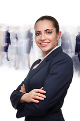 Image showing Business woman and busy crowd