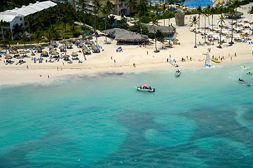 Image showing Boats and beach from above