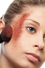 Image showing Close up of makeup powder on a cheek