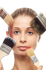 Image showing Brushes, makeup and face