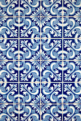 Image showing Blue tiles detail of Portuguese glazed 