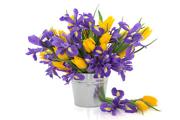 Image showing Tulip and Iris Flowers