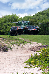 Image showing Flamenco Beach Army Tank