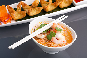 Image showing Thai Noodle Soup with Prawns