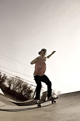 Image showing Skateboarder on a Ramp