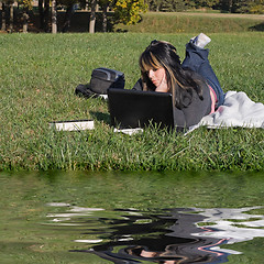 Image showing Woman Using a Laptop