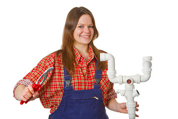 Image showing Female plumber