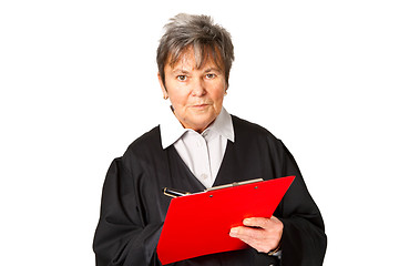 Image showing Female lawyer with clipboard