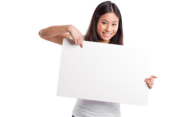 Image showing Asian woman with blank poster