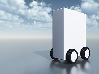 Image showing white box on wheels